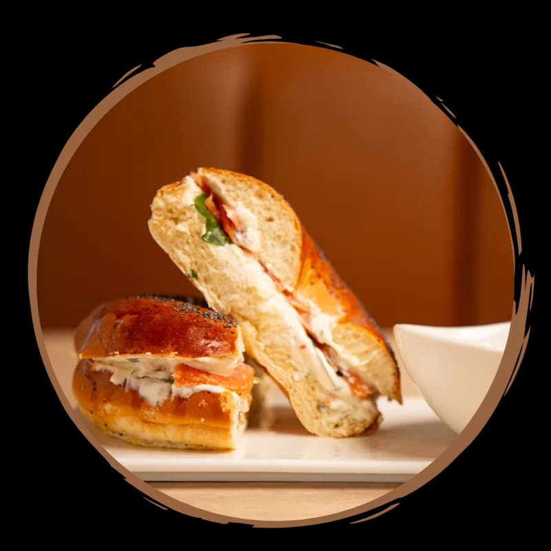 Cream cheese and salmon bagel
